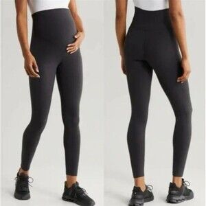 Zella Mamasana Maternity Leggings Women S Gray Over Belly Stretch Workout Yoga